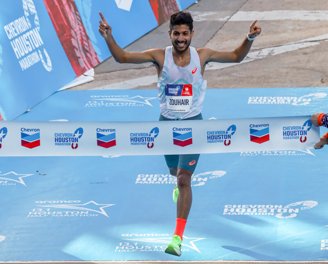 Talbi soars to new course record as Belayneh's late surge wins the Houston Marathon