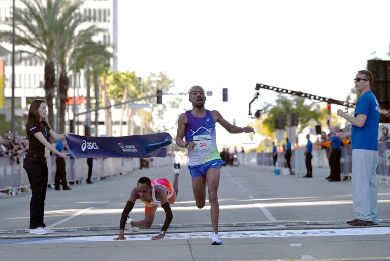 Nathan Martin wins LA. Marathon in final dash in 2:11:18 as Priscah Cherono takes the women's race in 2:25:18